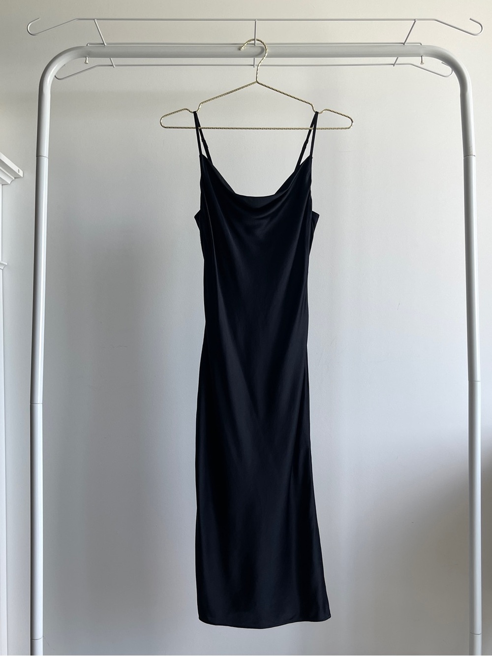 LILYSILK Cowl Neck Black Silk Slip Dress